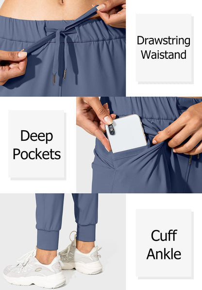 SANTINY Women's Joggers Pants Pockets Drawstring Running Sweatpants for Women Lounge Workout Jogging(Slate Blue_L)