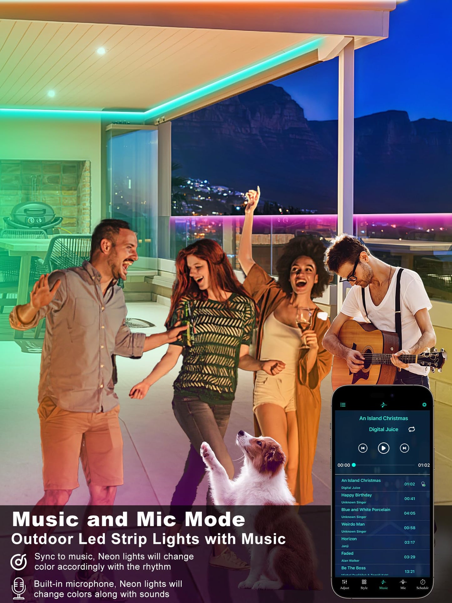 Ledagic Outdoor Led Strip Lights Waterproof 300ft, Ip68 Outside Led Light Strip Waterproof with Remote and App Control, Exterior Music Syne RGB Led Rope Lights for Bathroom, Party Home Decor (2*150ft)
