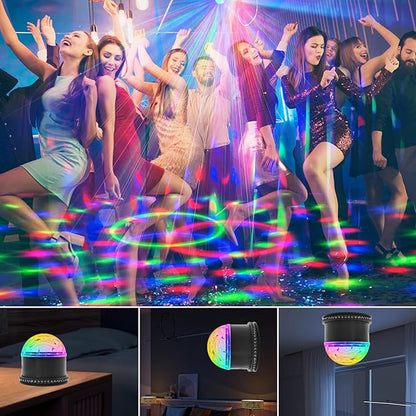 6-Color LED Crystal Party Light with 48 RGB Chasers: Sound Activated DJ Disco Ball & Strobe Stage Lights for Karaoke, Birthday, Christmas, Halloween Decor, Remote Included