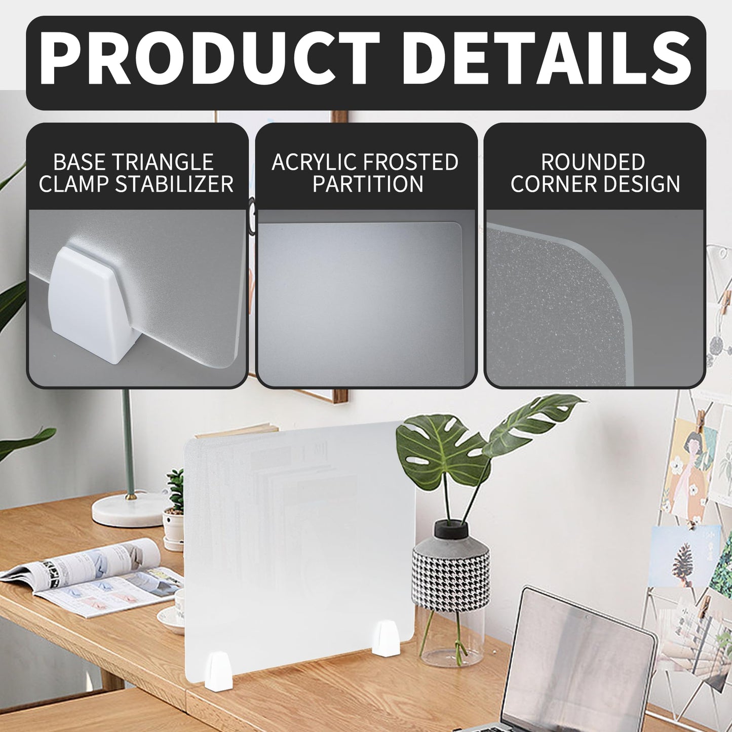 Nisorpa Desk Divider Privacy Panels Acrylic Partitions with Clips Classroom Privacy Shield for Desk Privacy Divider Partition for Schools Office Call Centers,Noise and Visual Guard,4Pcs-23.6”L X15.8”W
