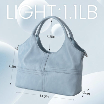 KOGTLA Vegan Leather Purses for Women with Detachable Satchel Strap, Ladies Handbags, Tote Hobo Bags with Top Handle Light Blue
