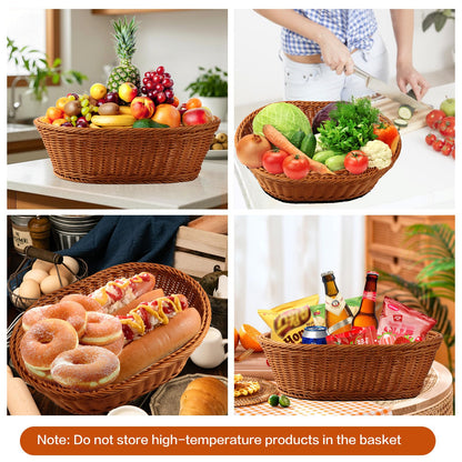 Boensi 2 Pack gift baskets empty, 14.9"x 11" x 4.7"Wicker Basket with Ribbon,Gift Bag – Bread Basket Perfect for Kitchen Storage,Christmas Gift,Table Centerpiece,Serving Bread, Fruit & Vegetable
