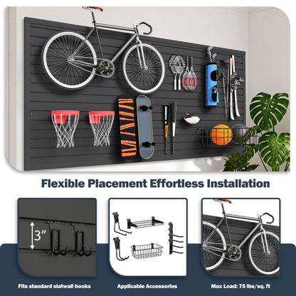 FOFARY Slat Wall Paneling 4 x 8ft, PVC Slatwall Garage Wall Organizer, Black Slatwall Panels Garage Tool Organizer Wall Mount Storage Systems