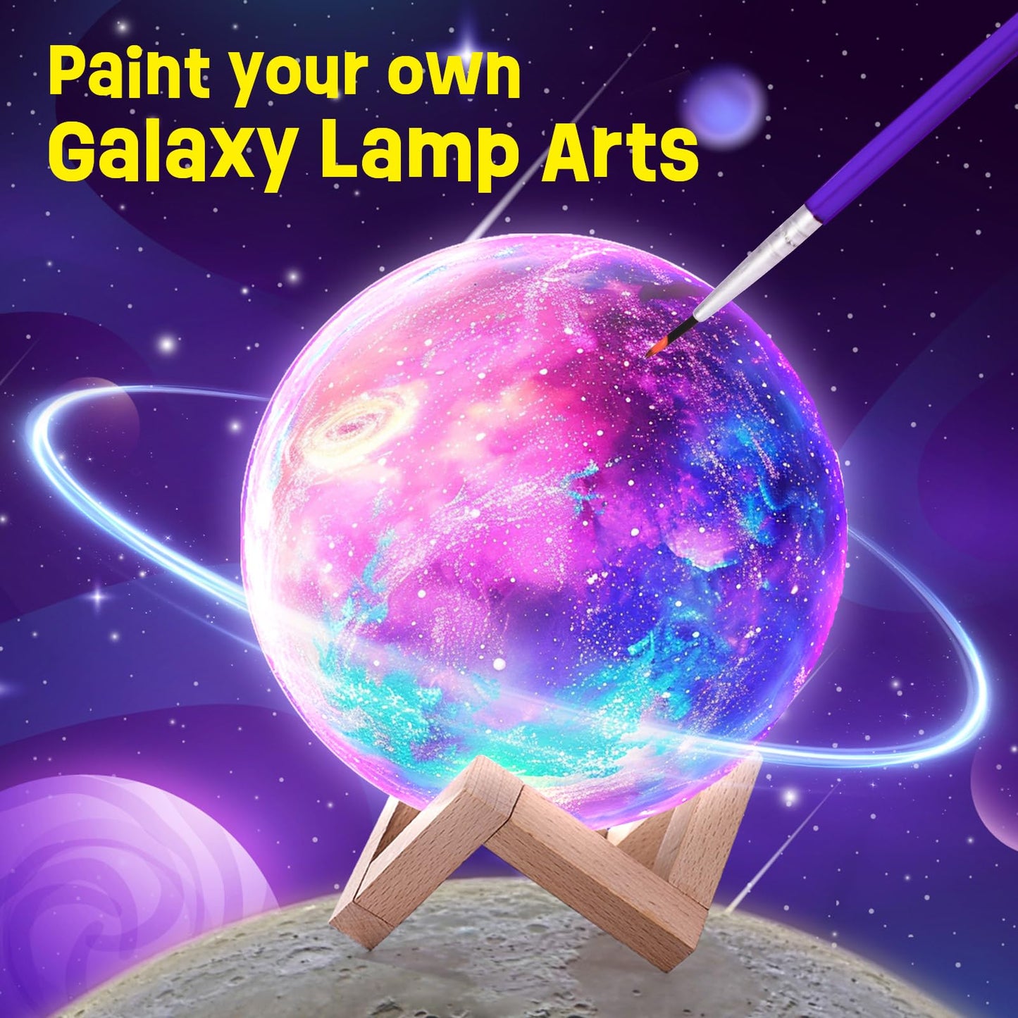 Paint Your Own Moon Lamp Kit, Cool Gifts DIY 3D Moon Night Light, Arts and Crafts for Kids Ages 8-12, Space Art Supplies Craft Kits, Girls Boys Birthday Easter Gifts for Kids Ages 3 4 5 6 7 8-12+