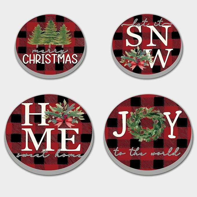 Red and Black Pattern Stove Burner Covers, Christmas Gas Stove Burner Covers 8 ＆10 Inches Stove Top Covers Electric Stove 4 Metal Stove Cover Gas Stove Top Cover, Xmas Home Joy Cooktop Decorative
