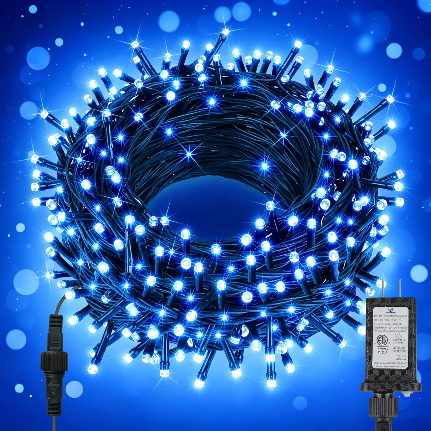 FairyGlim Christmas String Lights Plug in,33FT 100 LED String Lights with 8 Modes & Timer, Xmas Decorations for Trees Wreath, Outdoor Indoor Yard Garden Party Decor, Blue