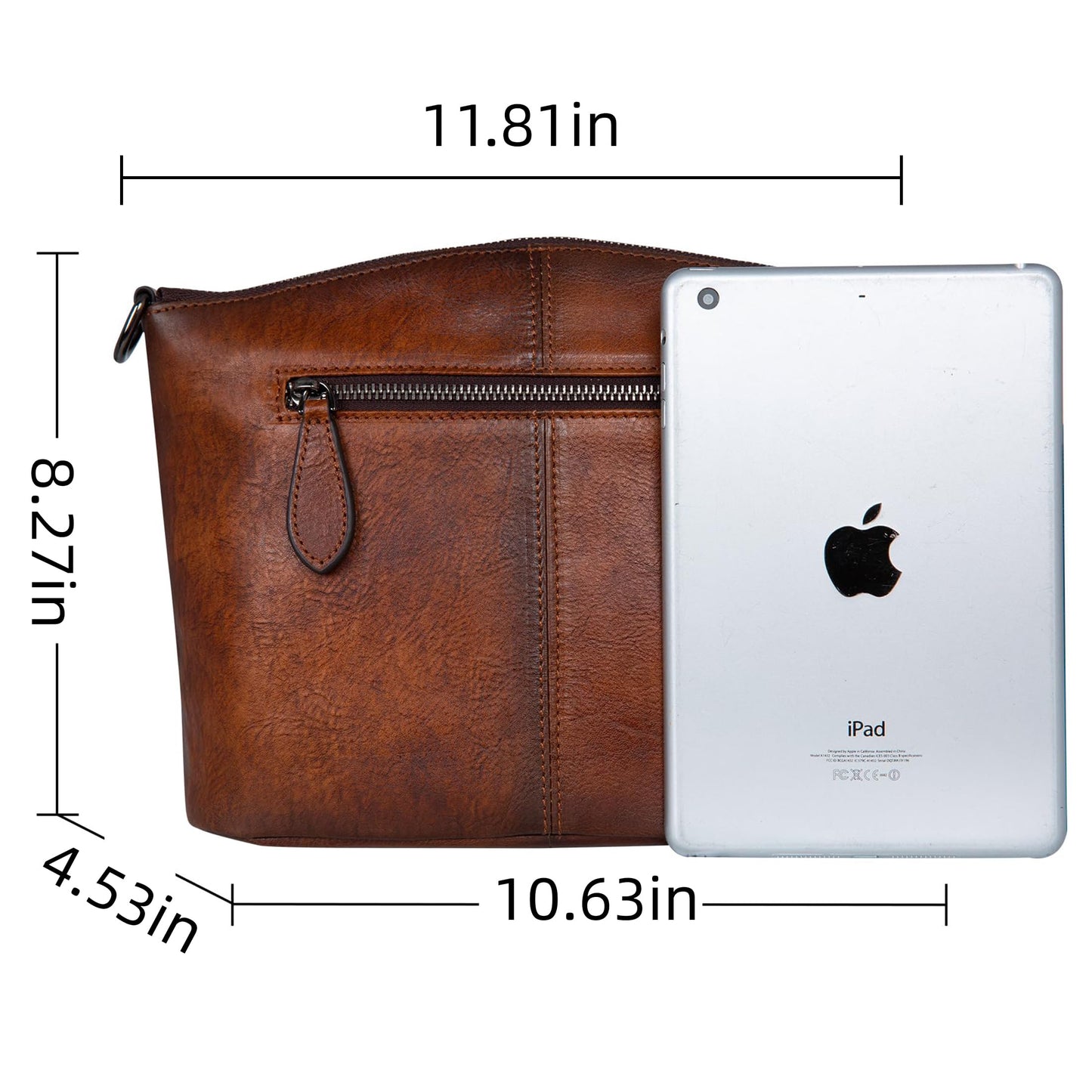 HESHE Leather Crossbody Bags for Women Vintage Satchel Bags Leather Purses and Handbags Small Shoulder Handbags Sling Pocket Bag Hobo Purse Designer Travel Bags (Brown)
