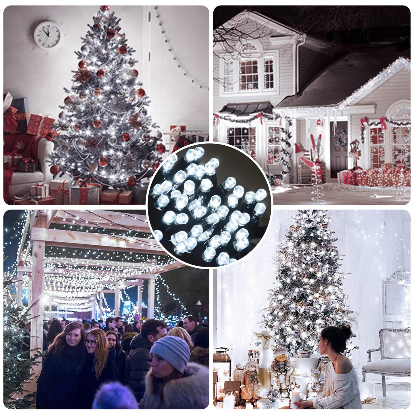 XTF2015 170FT 500 LED Christmas String Lights, Christmas Lights End-to-End Plug 8 Modes - UL Certified - Outdoor Indoor Fairy Lights for Christmas Tree, Garden, Party, Wedding, Holiday (Cool White)