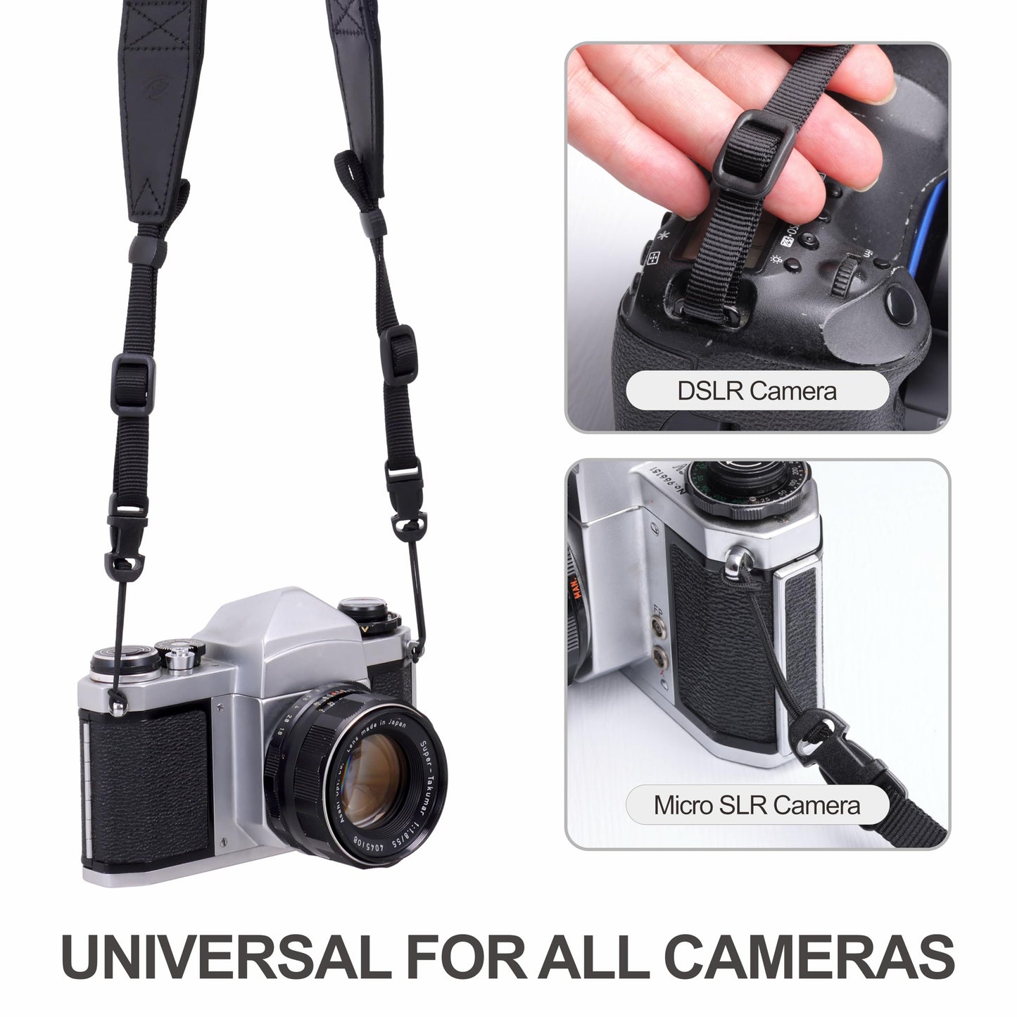 Padwa Lifestyle Adjustable Camera Strap - 1.5" Full Grain Leather Ends Camera Straps for Photographers, Adjustable Neck Shoulder & Crossbody Nylon Strap Quick Release for Cameras and Binoculars