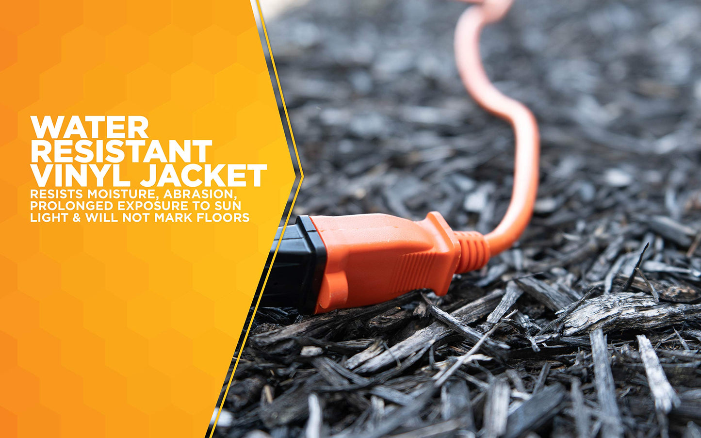Southwire Woods 50ft Outdoor Extension Cord – Bright Orange, 16/2 Two-Prong – Durable SJTW Jacket for Landscaping & Light-Duty Power – Molded Plug