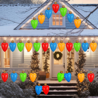 Vertintong 24 Pcs 10 Inch Inflatable Christmas Light Bulbs Ornaments Inflatable Christmas Ball Decorations Xmas Large Blow up Light Bulb Outdoor Indoor for Yard Lawn Tree Hanging Porch Garden Home