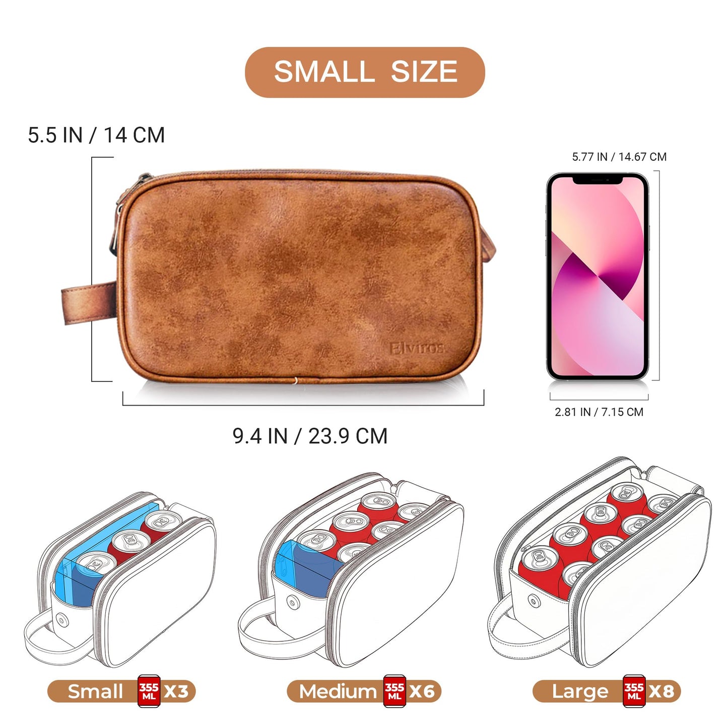 Elviros Travel Toiletry Bag for Men, Shaving Dopp Kit Water-resistant Bathroom Small Toiletries Organizer PU Leather Cosmetic Bags