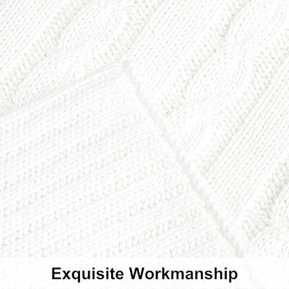 NTBAY 100% Pure Cotton Oversize (60x80) Cable Knit Throw Blanket, Super Soft Warm Knitted Throw Blanket for Bed, Sofa, Chair, Couch - Extra Cozy, Machine Washable, Comfortable Home Decor, White