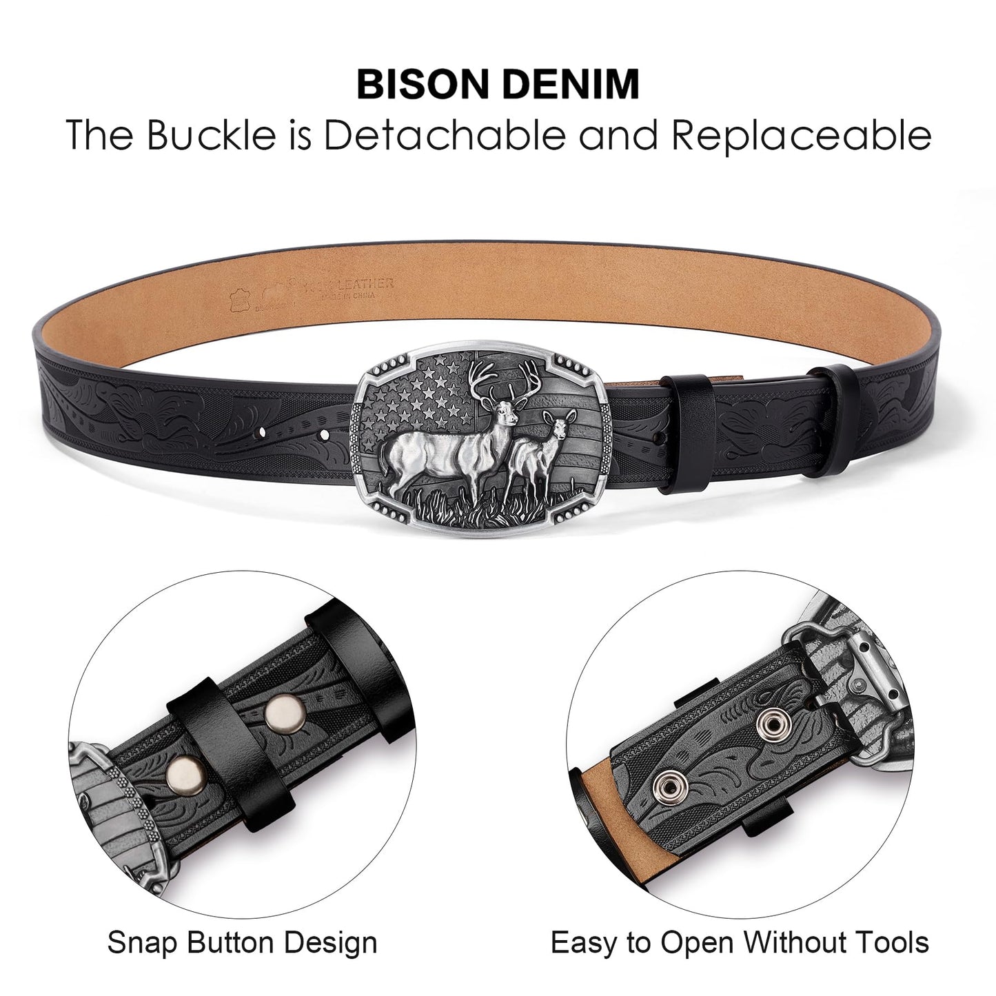 Western Cowboy Leather Belt for Men Women Cowgirl, Mens Buckle Belt for Jeans, Country Belt, Men's Gifts