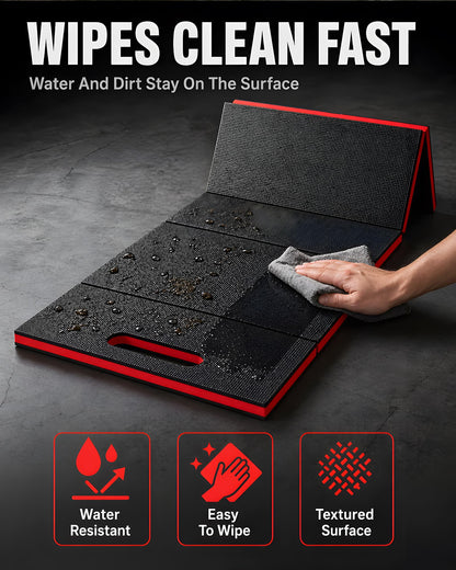 Sevenjungle Foldable EVA Utility Mat with Handle, Heavy Duty Mechanic Mat for Kneeling, Workouts, Garages, Gardening, Camping, Picnics, Outdoor Adventures and Home Gyms, Red