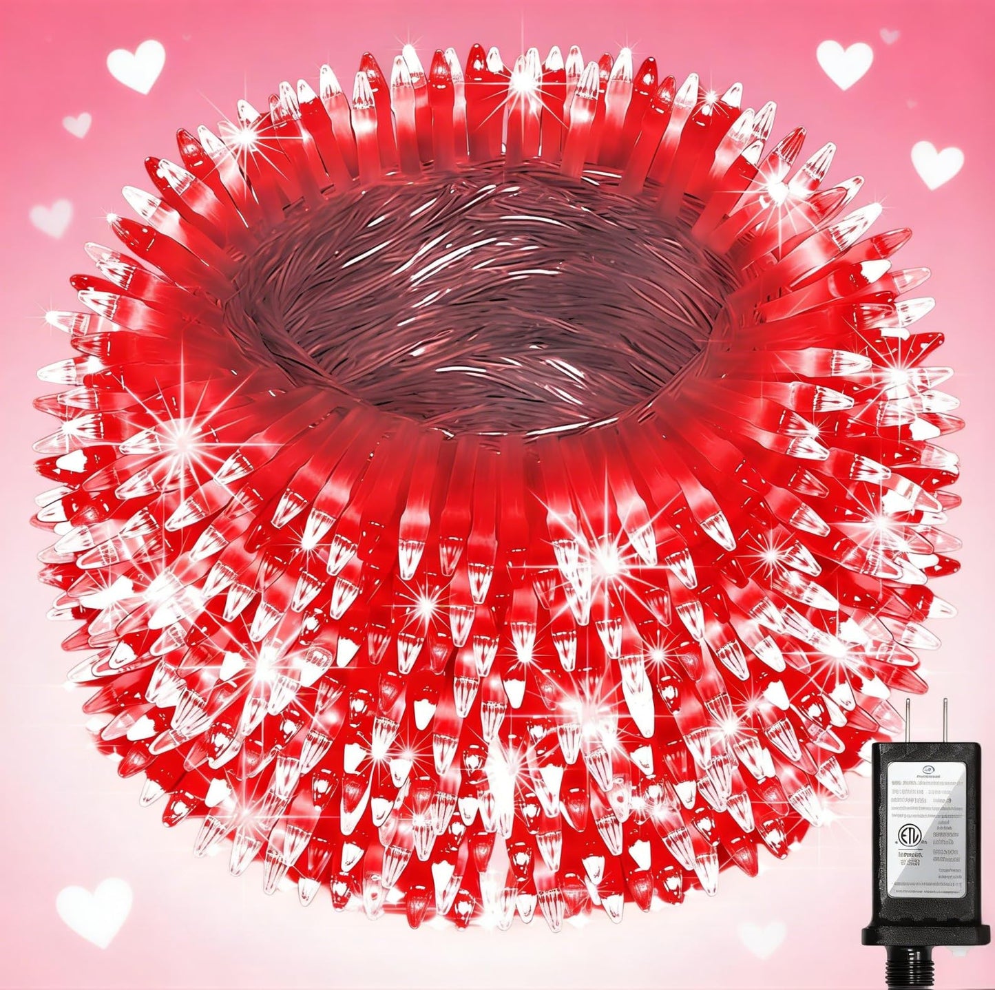 QUHUATU 300LED Valentine Lights, 75ft Indoor Outdoor Valentines Day Decorations with 12 Modes, Red Christmastree Lights with Timer Dimmable Connectable for Fence Garden Xmas Wedding Party Decor Red