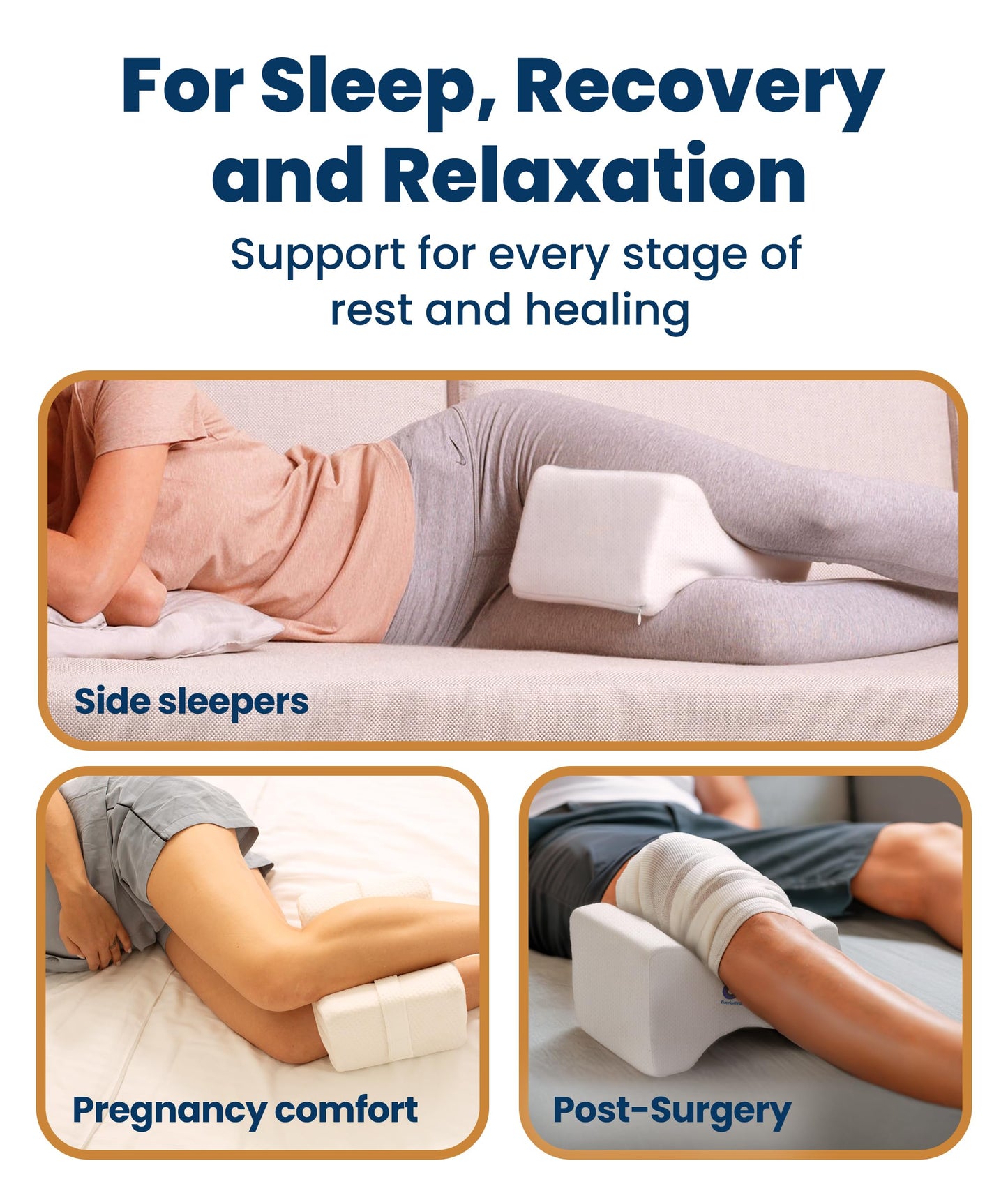 Everlasting Comfort Memory Foam Knee Pillow for Side Sleepers – Sciatica Pain Relief Pillow, Removable Strap Support – Leg Pillows for Sleeping Alignment, Knees, Back & Hip Cushion