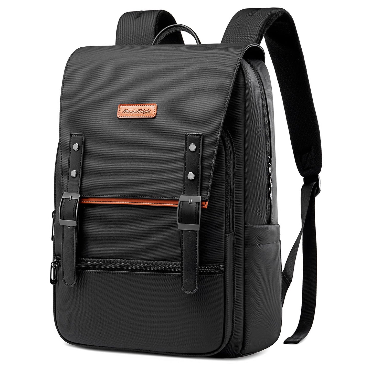 Slim Laptop Backpack for Men & Women, 15.6 Inch Lightweight Computer Backpack with Magnetic Flap, Keychain, Casual Daypack College Bookbag Water-Resistant Travel Work Commuter Backpack, Black