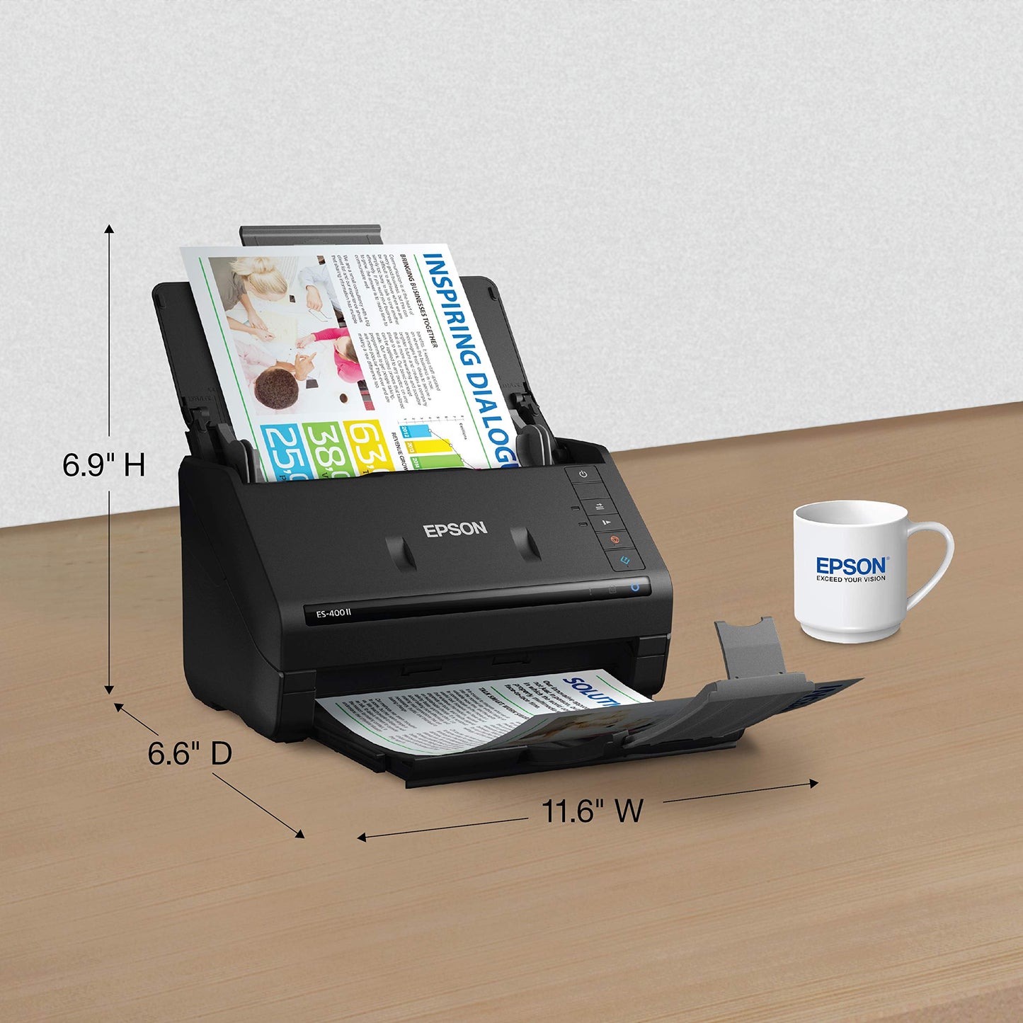 Epson Workforce ES-400 II Color Duplex Desktop Document Scanner for PC and Mac with Auto Doc Feeder (ADF), Image Adjustment Tools