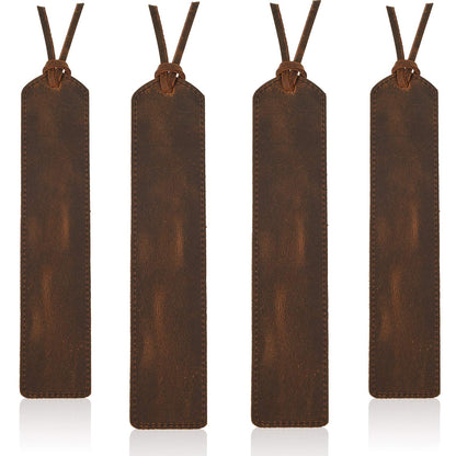Outus 4 Pcs Father's Day Leather Bookmark, Classic Stitched Bookmarks with Tassel, Handmade Stitched Page Markers for Father Men Women Kid Teacher Student School Office Writer Christmas Friend Book
