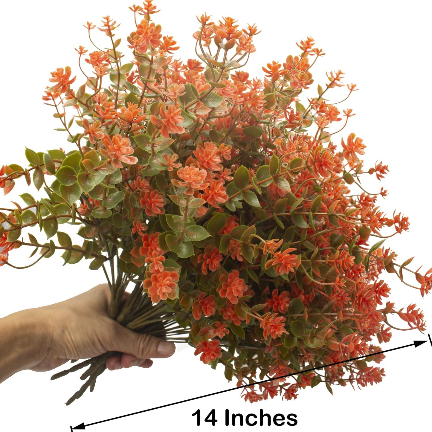 Grunyia 12 Bundles Artificial Fall Flowers for Outdoors, Artificial Plants UV Resistant Fall Fake Mums Plants for Outside Halloween Christmas Porch Decoration ecorations (Fall Red)