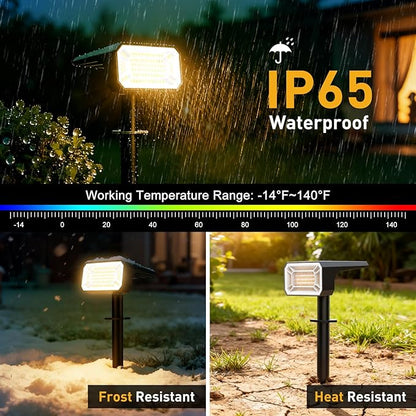 Solar Spot Lights Outdoor Waterproof IP65, [12 Pack/100 LED/4 Modes] Solar Landscape Spotlights, Auto On/Off Solar Powered Flood Lights for Outside Yard Garden Pathway(Warm White)