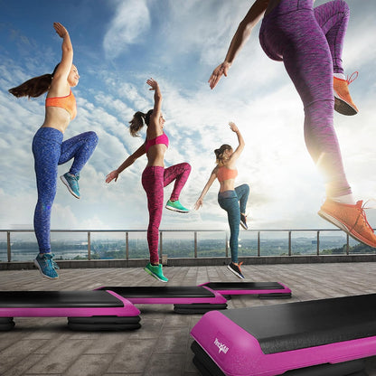 Yes4All Adjustable Workout Aerobic Exercise Step Platform Health Club Size with 4 Adjustable Risers Included and Extra Risers Options
