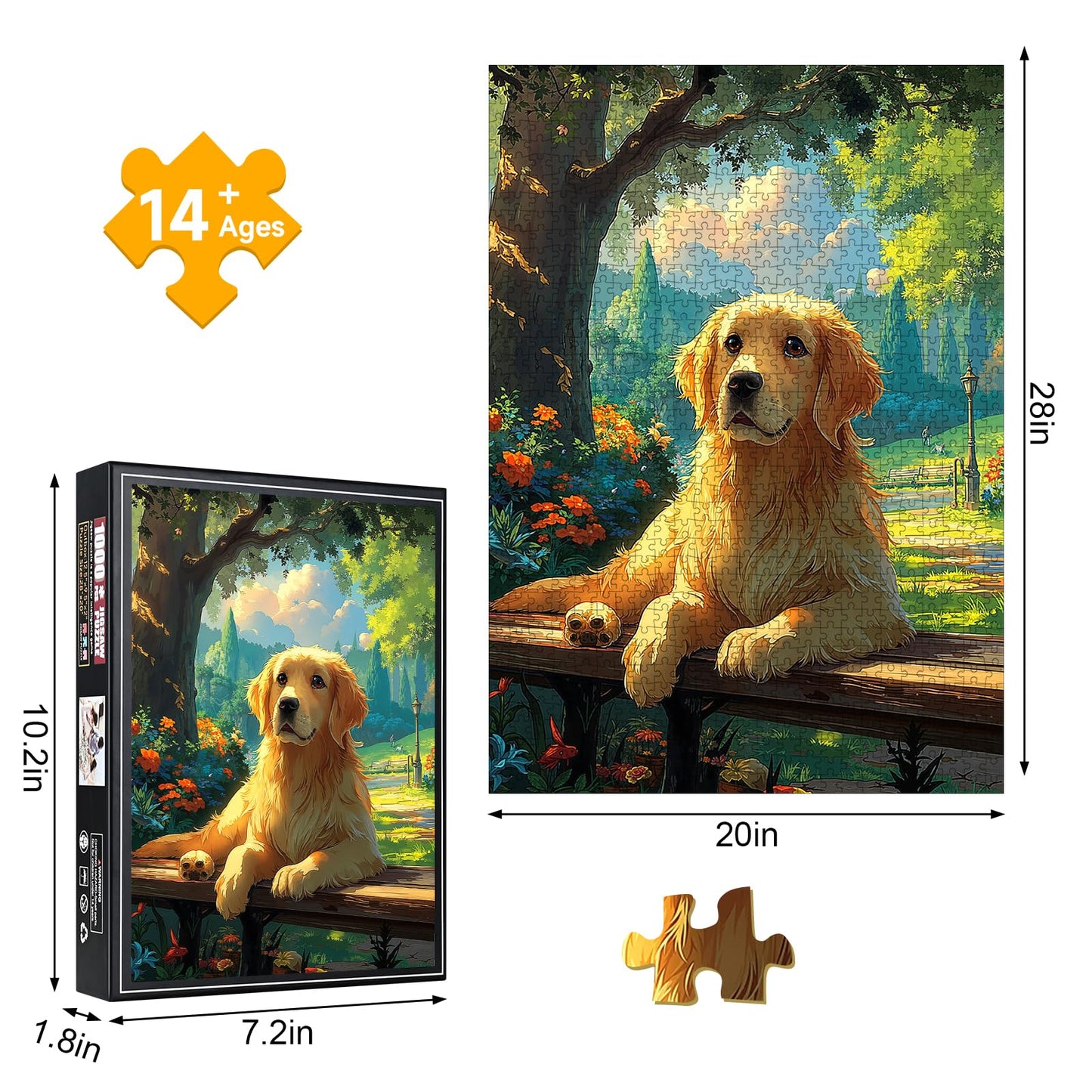 1000 Piece Golden Retriever Dog Jigsaw Puzzle for Adults