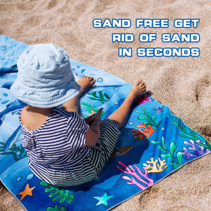 WERNNSAI Shark Kids Beach Towel for Boys - 30” x 60” Quick Dry Sand-Free Swim Towels for Boys Super Soft Absorbent Towel, Pool Camping Travel Bath Towel for Outdoor Sports Picnic