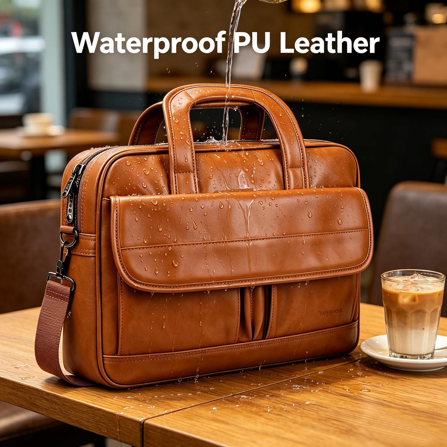 Taygeer Leather Laptop Bag for Men Women, Premium Laptop Briefcase Fits Up to 15.6 Inch Notebook, Waterproof Portable Shoulder Messenger Crossbody Bag Carry On Case for Travel Business Office, Brown