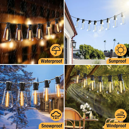litogo 120ft Patio Lights Outdoor Waterproof, LED Outdoor String Lights with Shatterproof Edison Bulbs, Dimmable Outside Hanging Light with Timer for Bistro Cafe Tent Yard Garden Porch