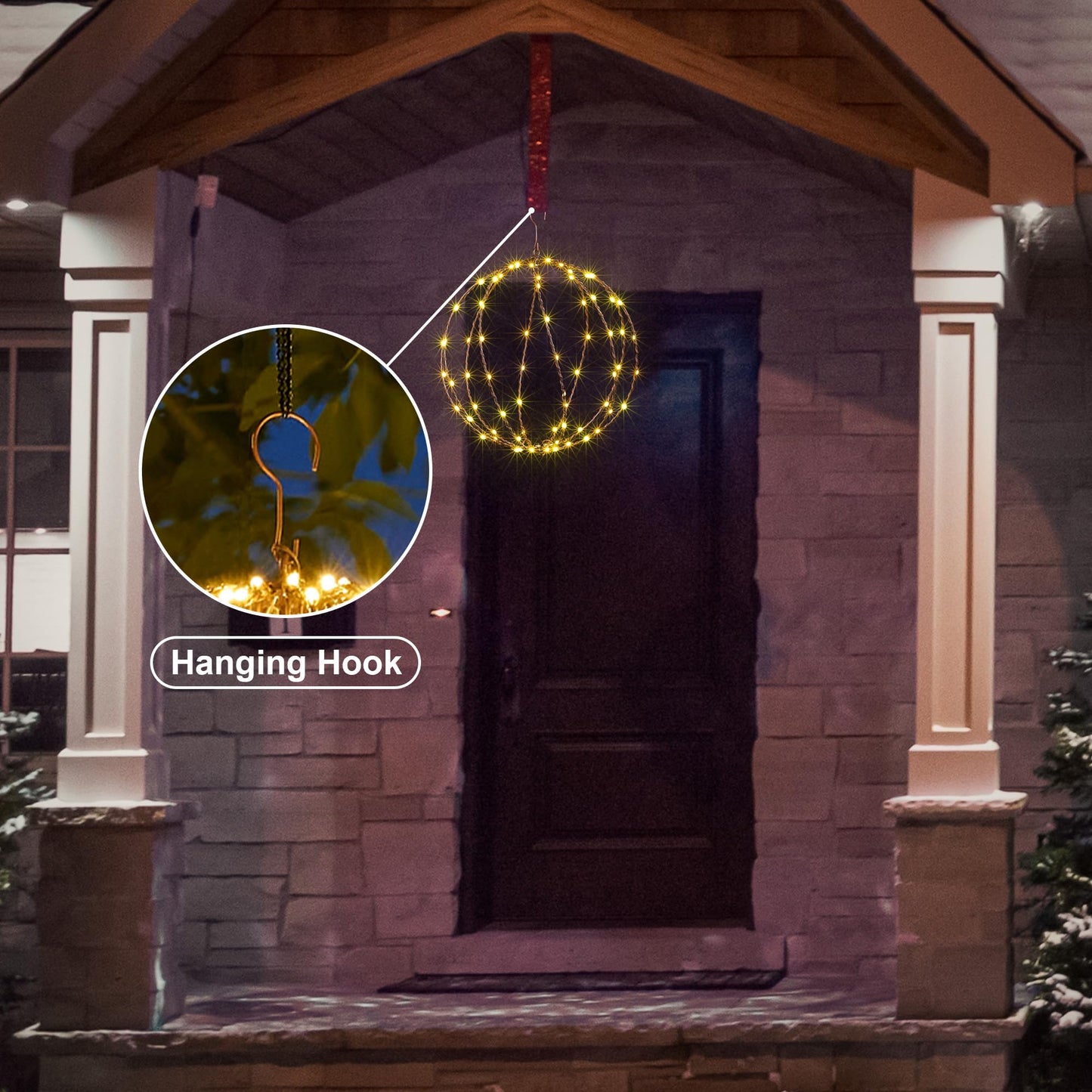 LIGHTSHARE 248LED 12IN+16IN+20IN Light Ball Yard Decoration Pathway Lights Brown Sphere Light Fold Flat Metal Frame Indoor Outdoor Waterproof Garden Lights, Plug in(Set of 3)