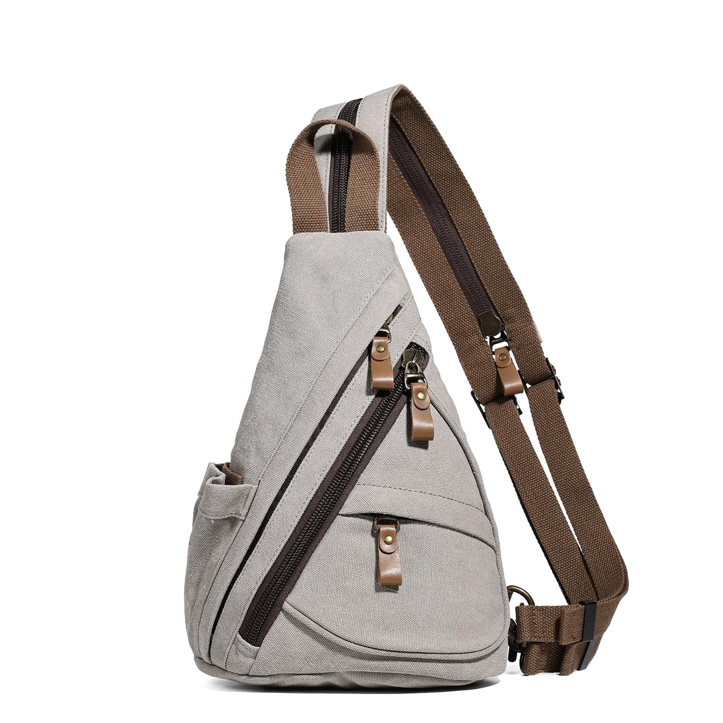 KL928 Canvas Sling Bag - Small Crossbody Backpack Shoulder Casual Daypack Rucksack for Men Women(Small Version, Leaden)