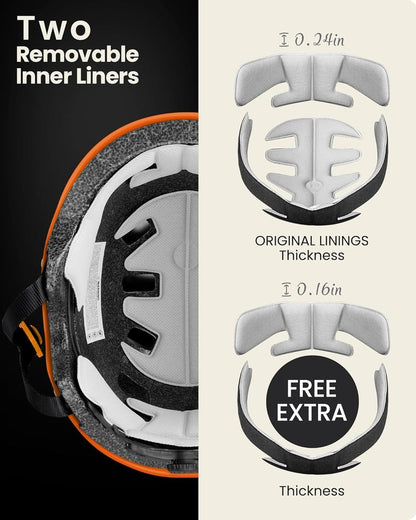 OutdoorMaster Skateboard Cycling Helmet - Multi-Sport Safety Gear for Kids & Adults | Removable Liners & Ventilation