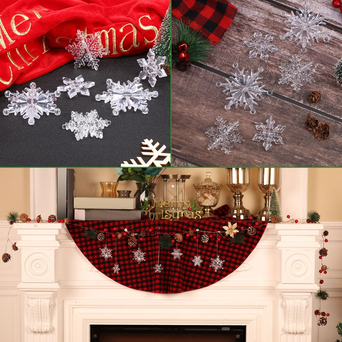Boao 35 Pieces Christmas Snowflakes Ornaments DIY Acrylic Snowflakes Crystal Xmas Tree Pendant Winter Hanging Snow Theme Decoration(Clear)