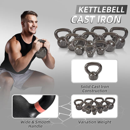 Signature Fitness All-Purpose Color Vinyl Coated Solid Cast Iron Kettlebell Weight