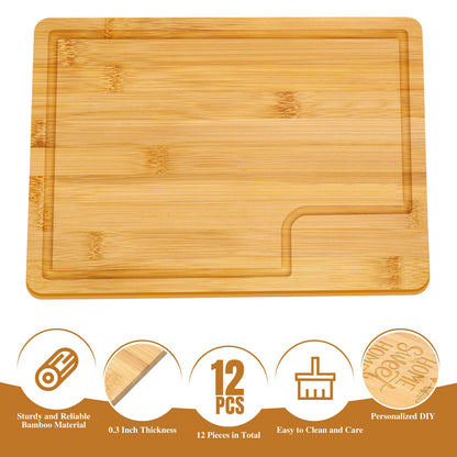 Lincia 12 Pcs Cutting Board Bulk with Juice Groove Christmas Charcuterie Board Large Bamboo Rectangular Wooden Cutting Boards for Kitchen Xmas Party Bridal Shower Favor Meat Cheese Bread Vegetables