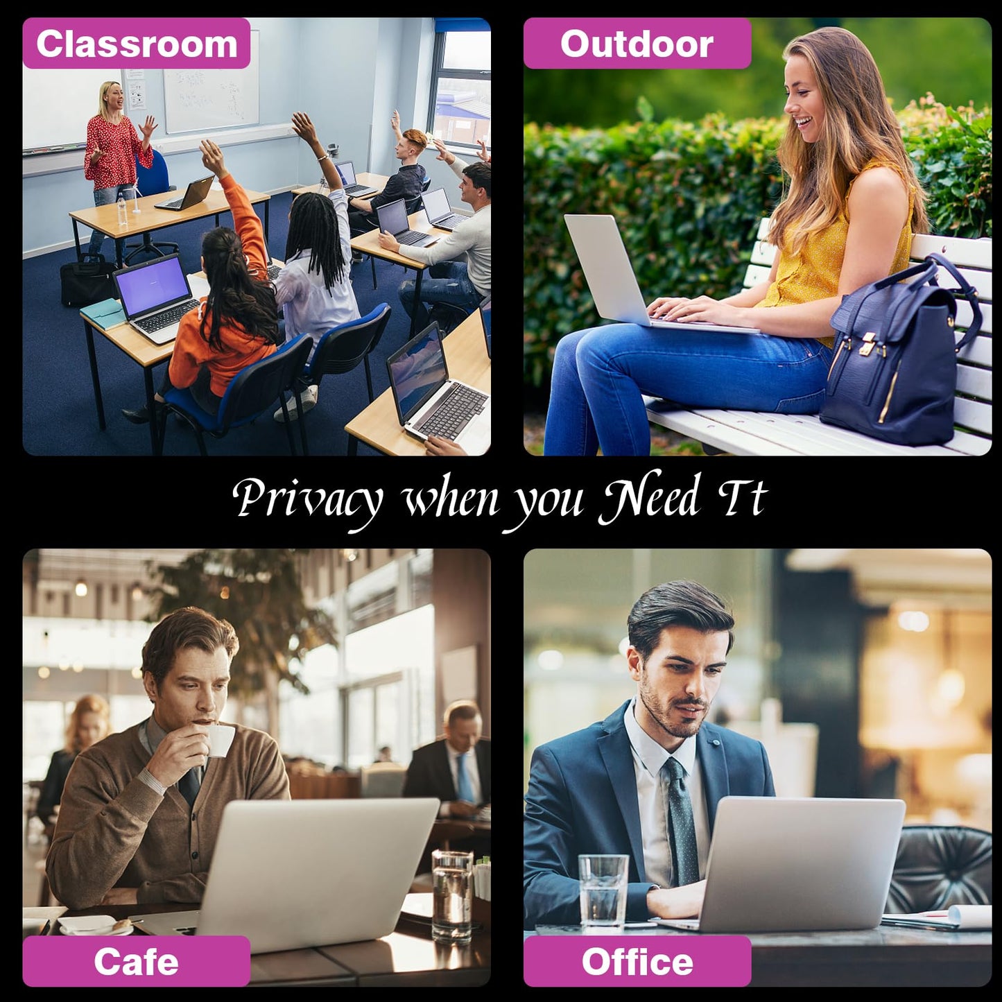 PYS Magnetic Laptop Privacy Screen Filter 15.6 Inch 16:9 - Detachable Computer Screen Privacy Shield, Anti-Glare Blue Light, Removable 15.6" Screen Protector for Lenovo, HP, Dell, Acer, ASUS