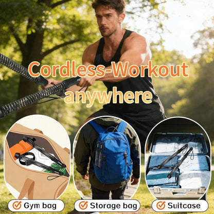 Ropeless Battle Ropes - Portable Cordless Workout Sticks for HIIT | Home Gym Exercise Equipment (Grey)