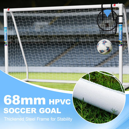 Hokicyos Soccer Goal for Backyard 8×6, 6×4 and 10×6.5 Soccer Goals with Soccer Target Net and Mark Cones, Weatherproof Soccer Goals with One Carry Bag and Net for Adults' Practice or Games