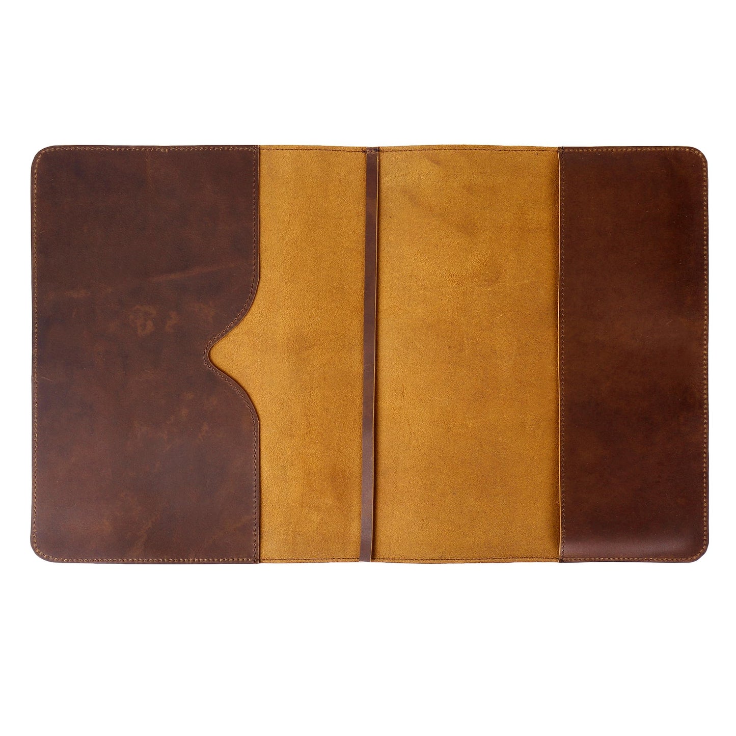TRISKY Heavy Duty Full Grain Leather Journal Cover, Notebook Holder, Organiser, Refillable Cahier Journals, Refillable For Spiral Notebook, Handmade Leather Notebook Cover (Brown, 12x9.5 inch)