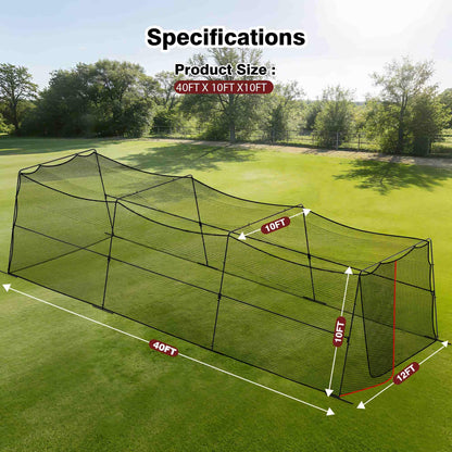 Baseball Batting Cages for Backyard with Net and Frame, 30FT/40FT Batting Cage for Baseball and Softball, Integrated Gate Net Design