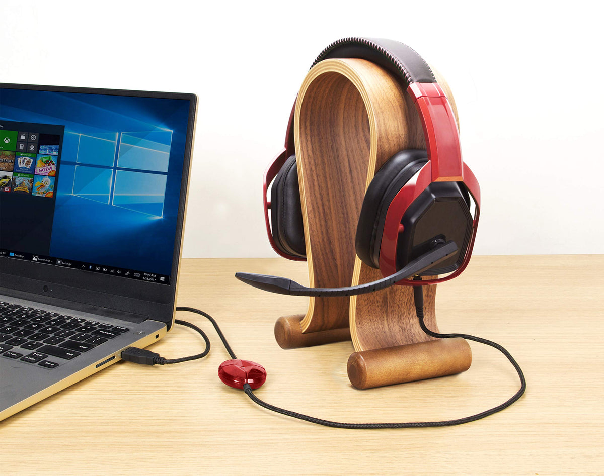 Amazon Basics USB Pro Gaming Headset with Microphone for PC, Red