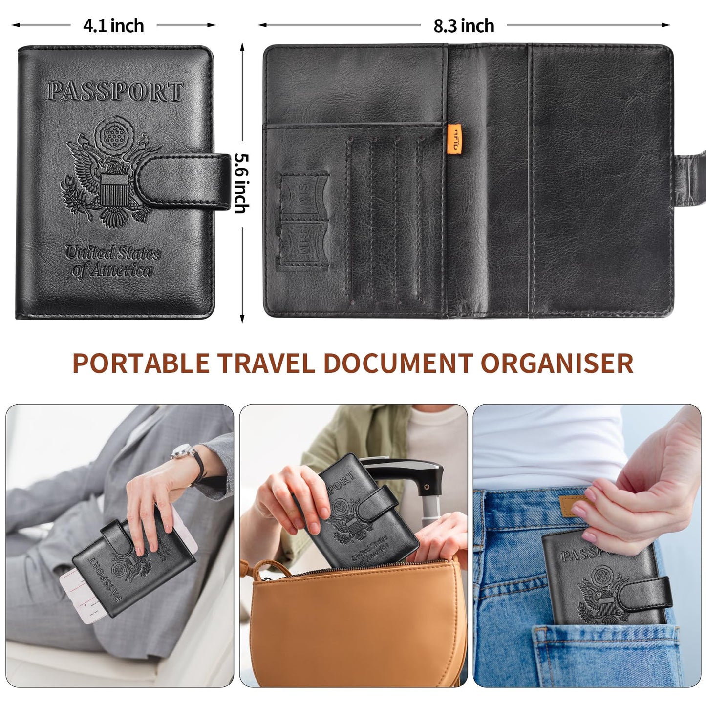 Herain Passport Holder for Travel Essentials, 2 Pcs Passport Cover Wallet Case Travel Gifts Women Men Family, RFID Passports Book Card Holders Travels Cruise Accessories Must Haves