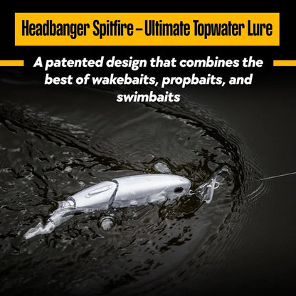 Topwater Fishing Lure | Headbanger Spitfire Hybrid Wakebait & Propbait for Bass, Pike & Musky - 4.5" & 6.5" Sizes
