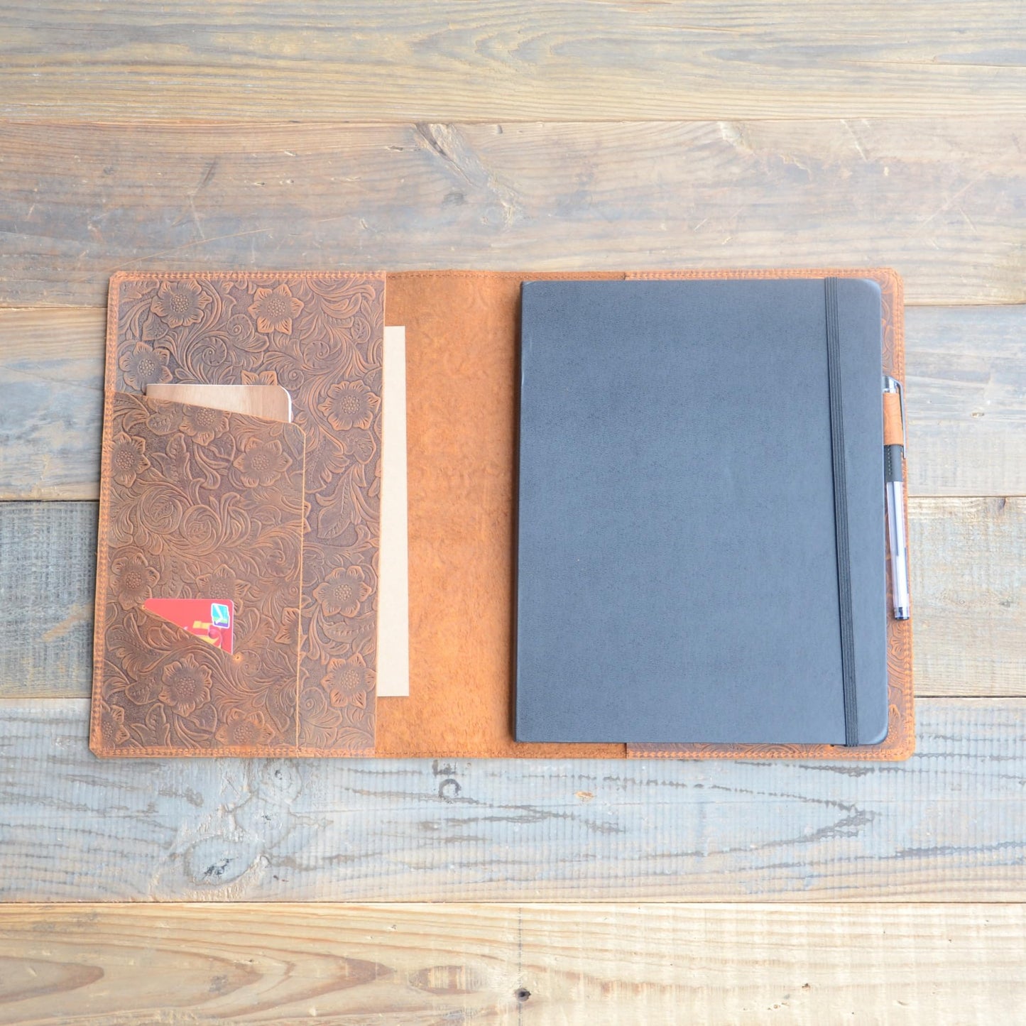 JJNUSA Leather Cover Compatible With Moleskine Classic XL 7.5" x 9.75" Hard Cover, Notebook Travel Journal Cover Distressed Cahier Refillable Writing Diary Flower Brown