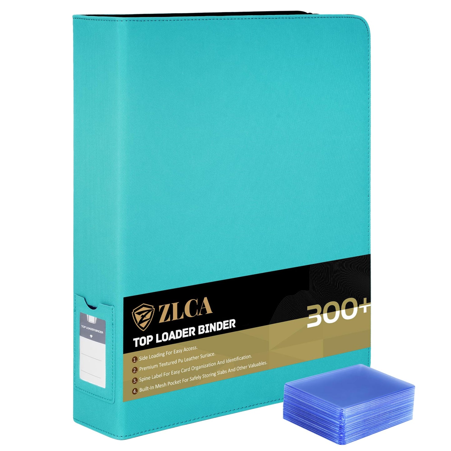 ZLCA Top Loader Binder-9 Pocket, Hold 324 Cards，Trading Card Binder Includes 20 Top Loaders, Top Loaders Binder for Sport Card, MTG, TCG (Tiffany Blue)