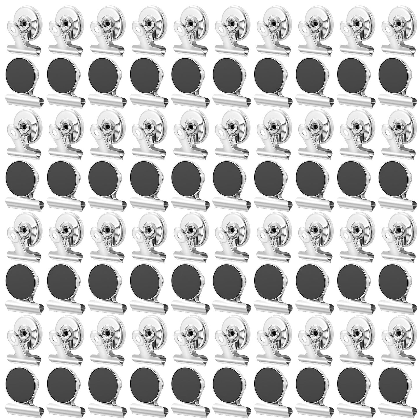 80 Pack Strong Magnetic Clips with Heavy Duty Magnets, Industrial Magnet Clip for Fridge Office Classroom Locker, 1.18"x1.53" Round Clips with Magnets (Iron & Neodymium)
