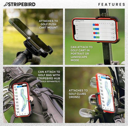 Stripebird - Original Golf Magnetic Phone Holder - Golf Cart Accessory - Slim Smartphone Mount - Store & Access Cell - Ultra Strong Magnet