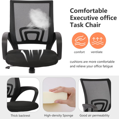 PayLessHere Home Office Chair Desk Computer Chair Adjustable Ergonomic Lumbar Support Armrest Executive with High Density Mesh 360 Degree Swivel Chair for Men Women Adults, Black